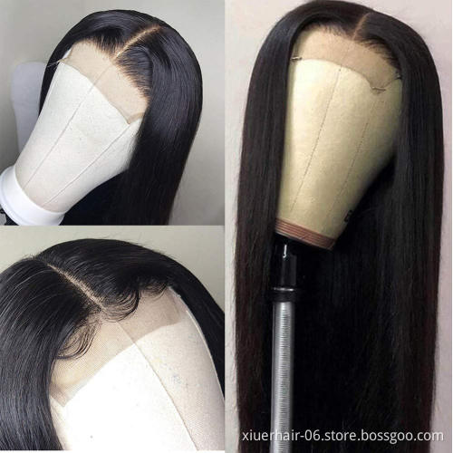 4*4 Human Lace Closure Wig Brazilian Virgin Human Hair Lace Wigs With baby Hair Silky Straight